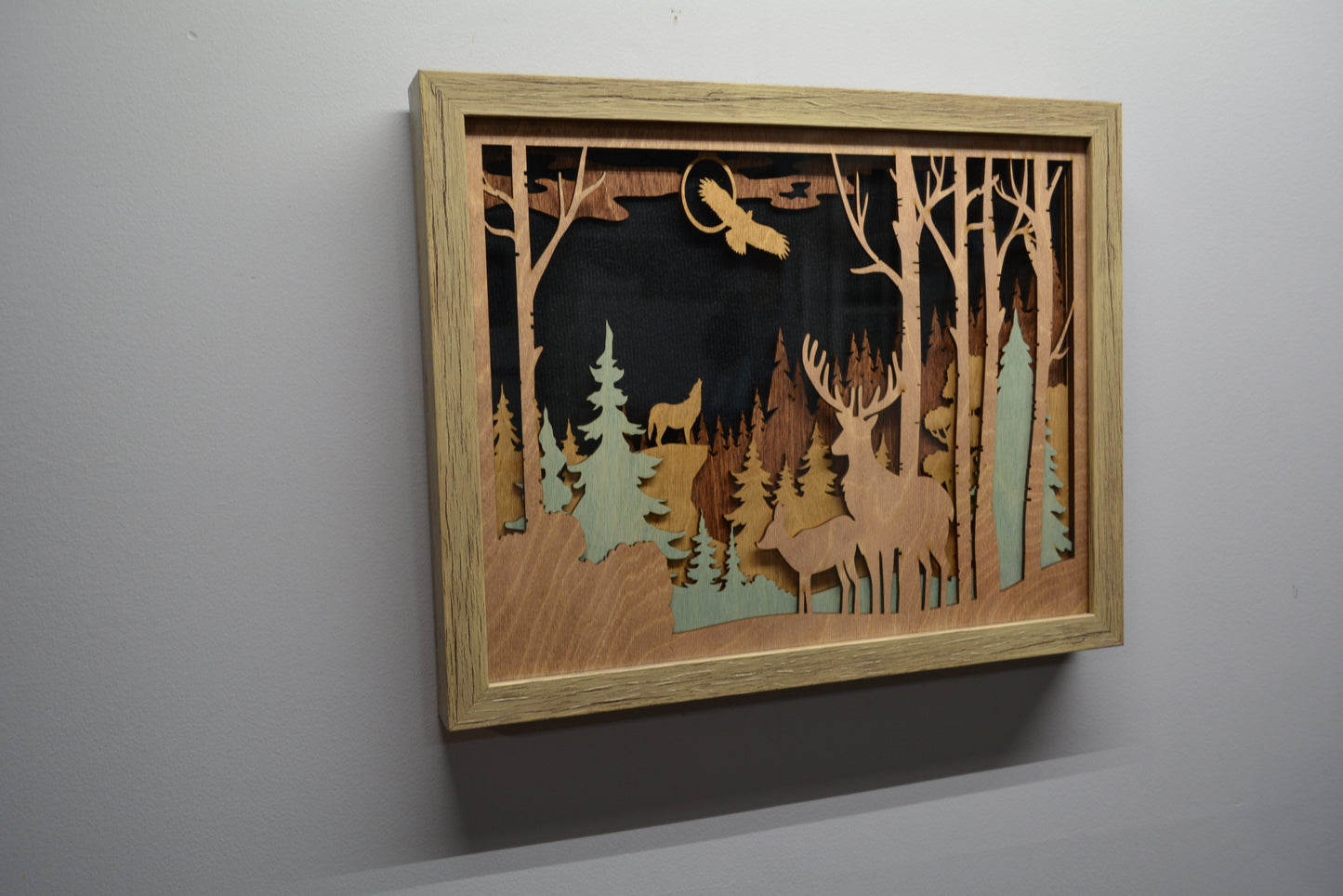 Deer in Woods Wall Art 5 Layers 11" x 14"