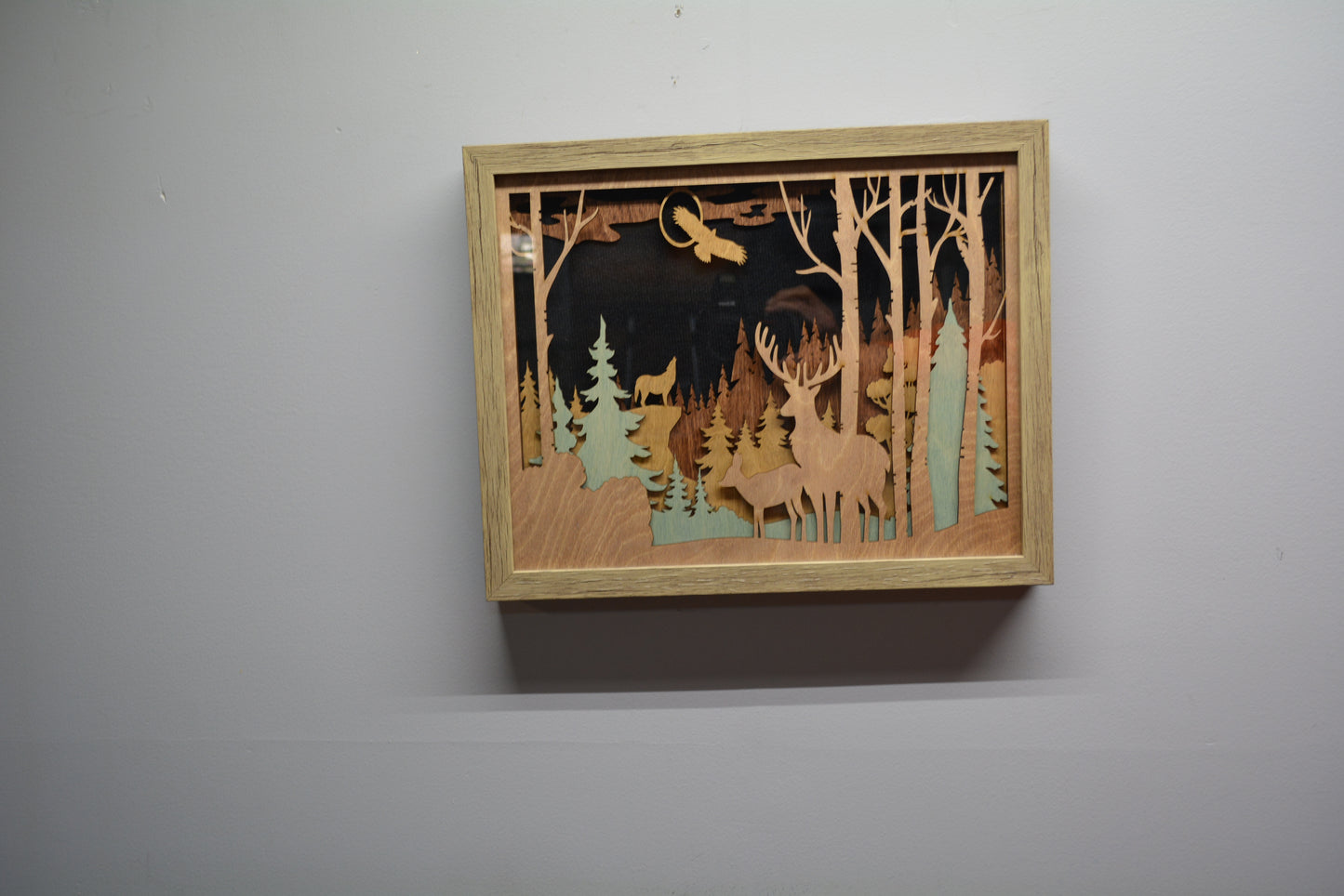 Deer in Woods Wall Art 5 Layers 11" x 14"