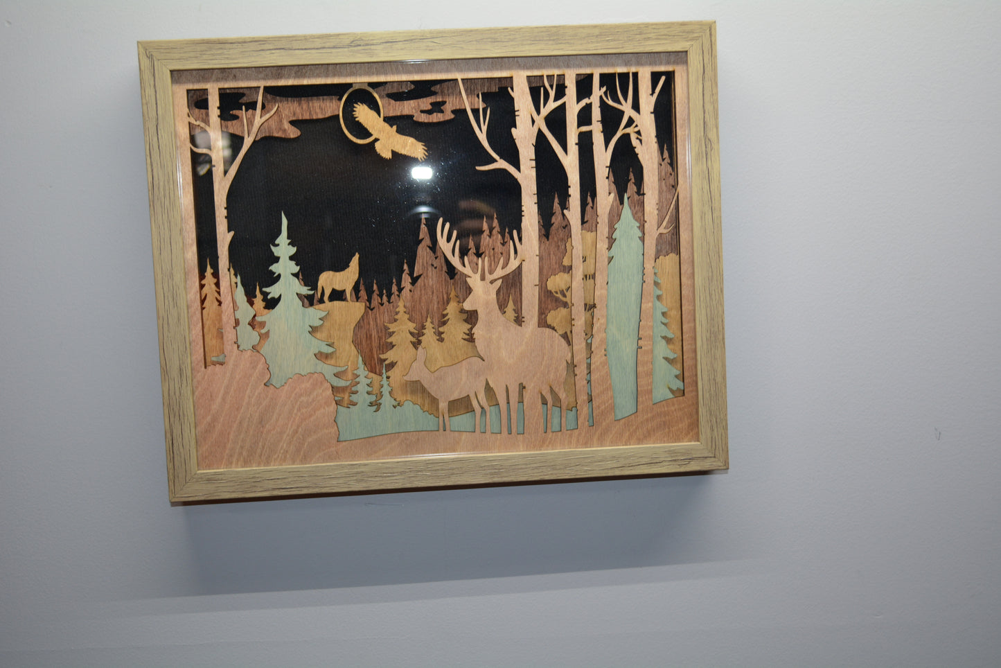 Deer in Woods Wall Art 5 Layers 11" x 14"