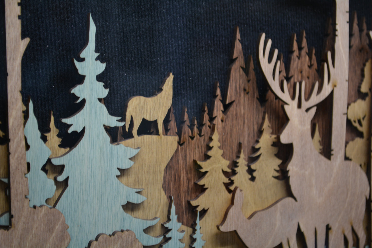 Deer in Woods Wall Art 5 Layers 11" x 14"