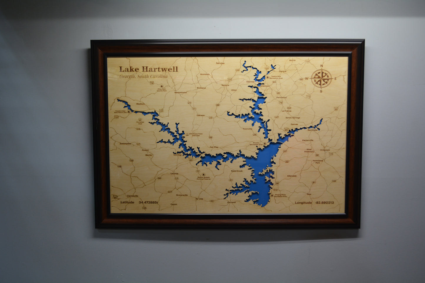 Layered Lake Hartwell Map 24" x 36"