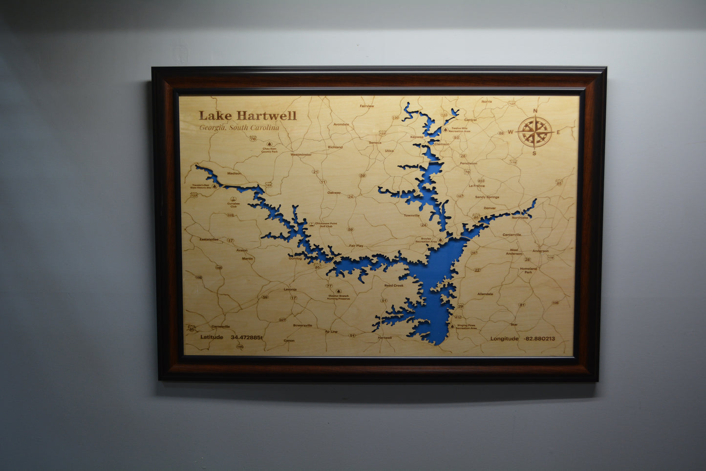 Layered Lake Hartwell Map 24" x 36"