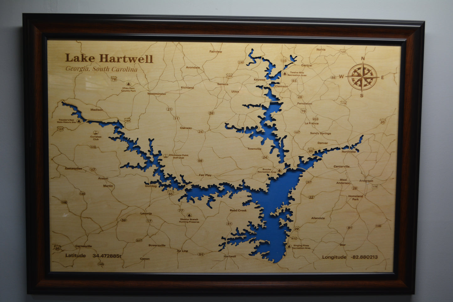 Layered Lake Hartwell Map 24" x 36"