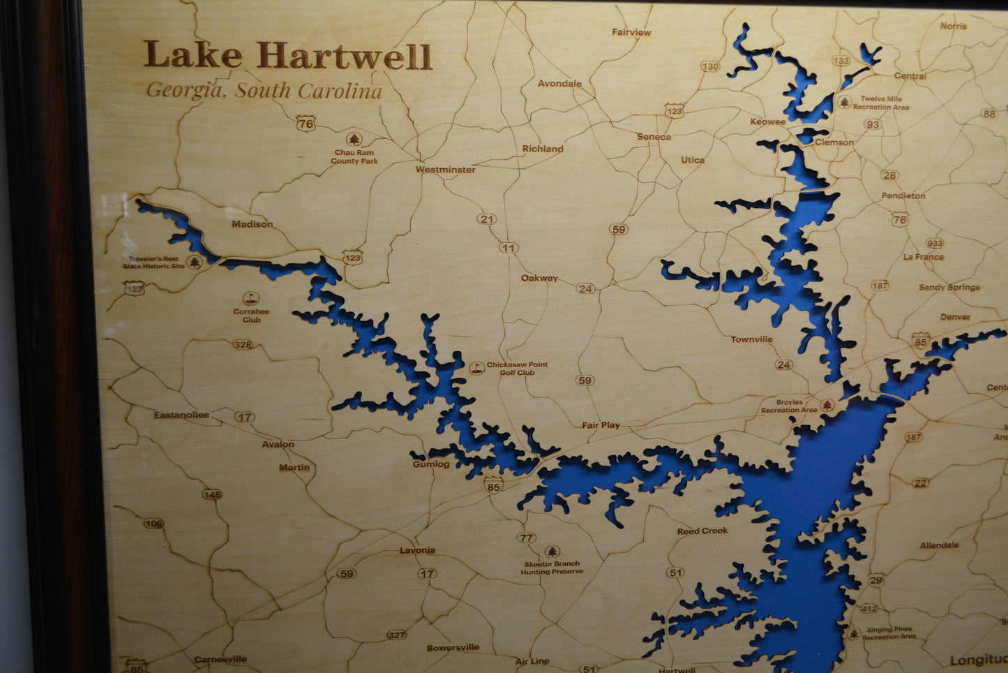 Layered Lake Hartwell Map 24" x 36"