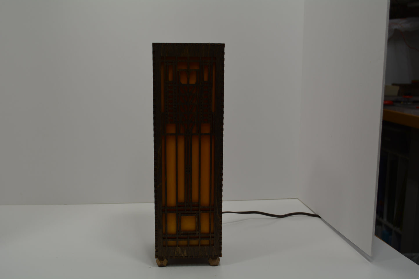 creamy orange Frank Llyod Wright design table lamp