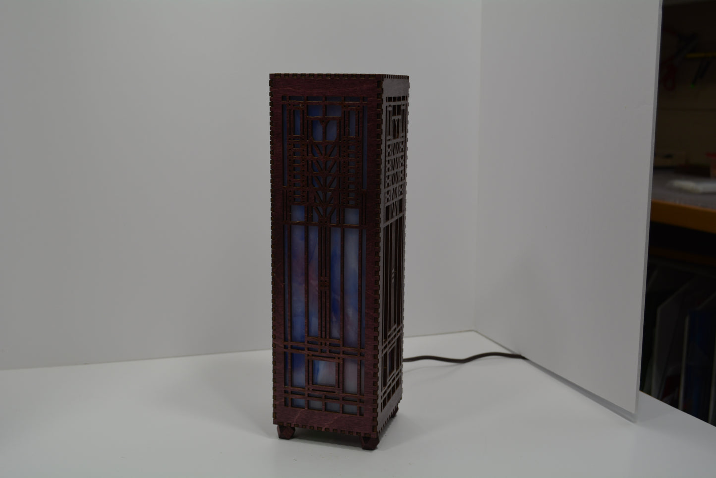 Blue and Purple hughs Frank Llyod Wright design table lamp