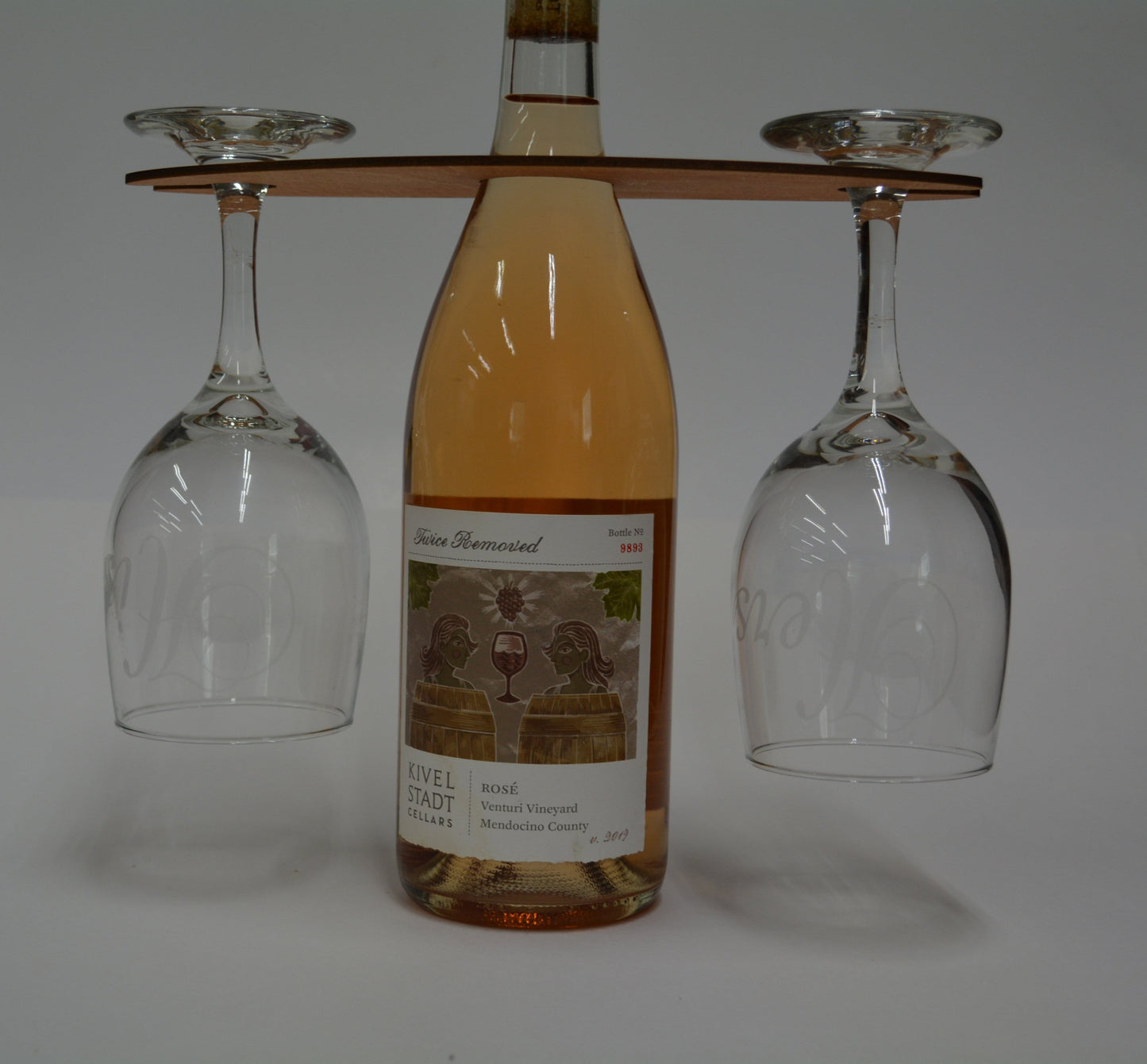 Etched Wine Glasses and Carrier