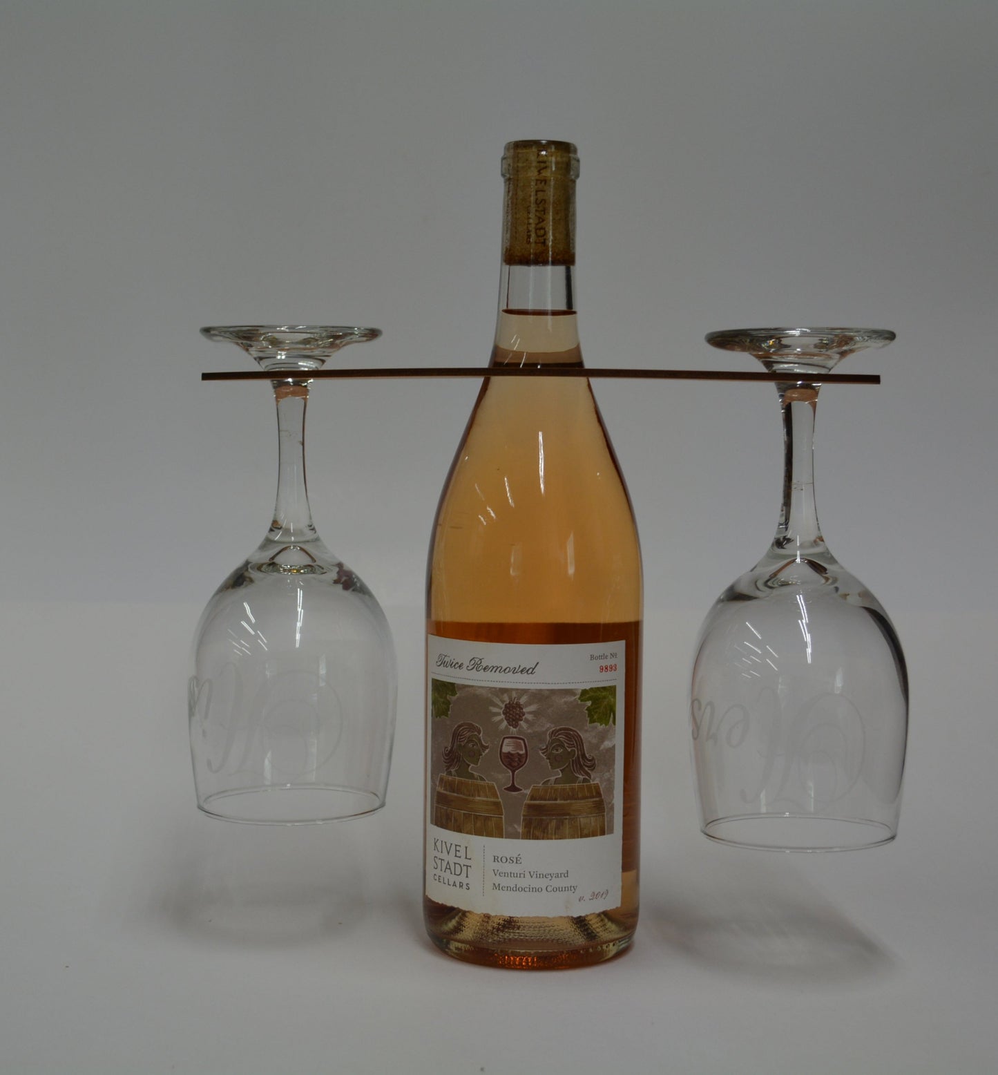 Etched Wine Glasses and Carrier