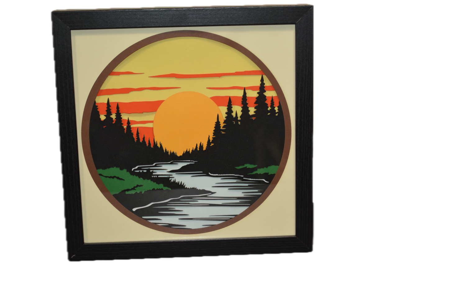 3D Paperstock River Sunset Shadow Box Frame 9" x 9"