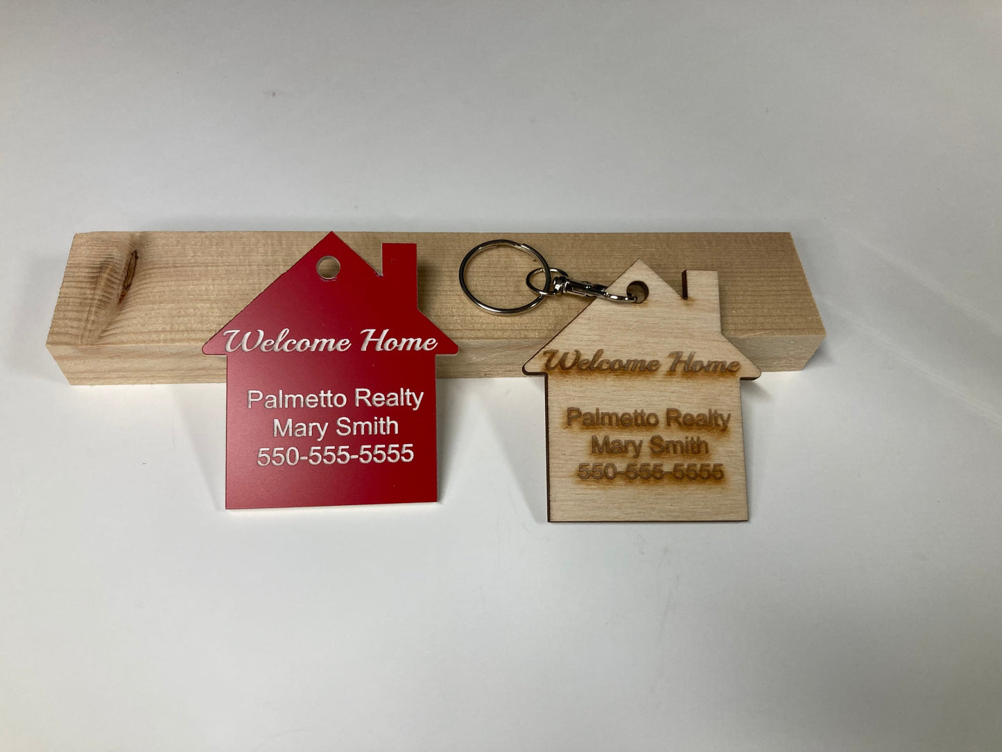 Welcome Home Birch Wood Keychain