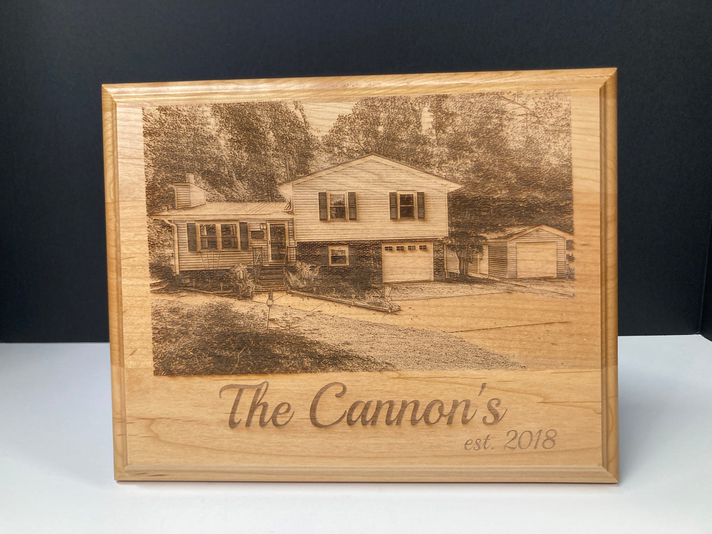 Red Alder Photo Engraved Picture of your Clients Home.