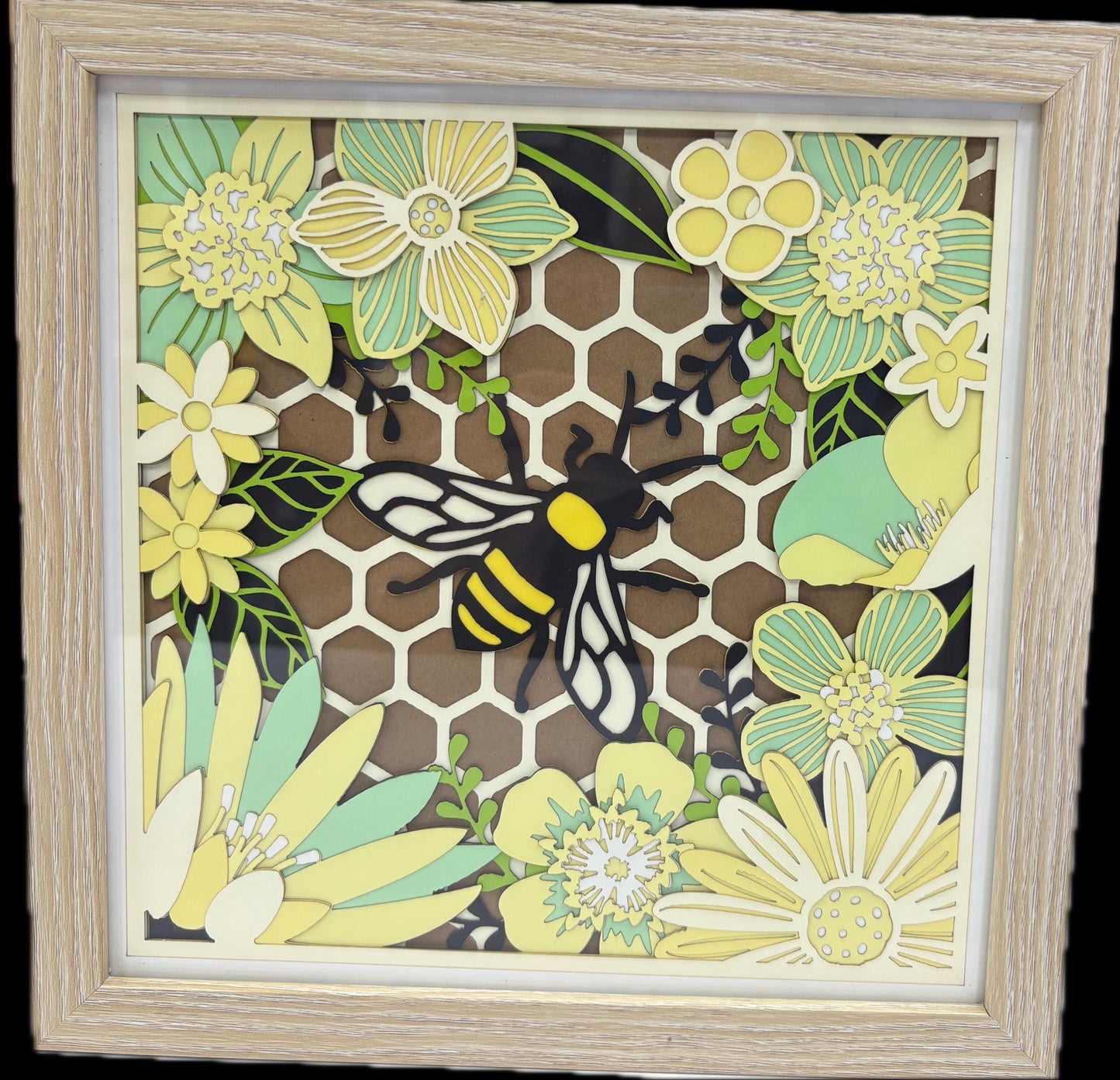 3D Paperstock Bee Shadow Box Frame 9" x 9"