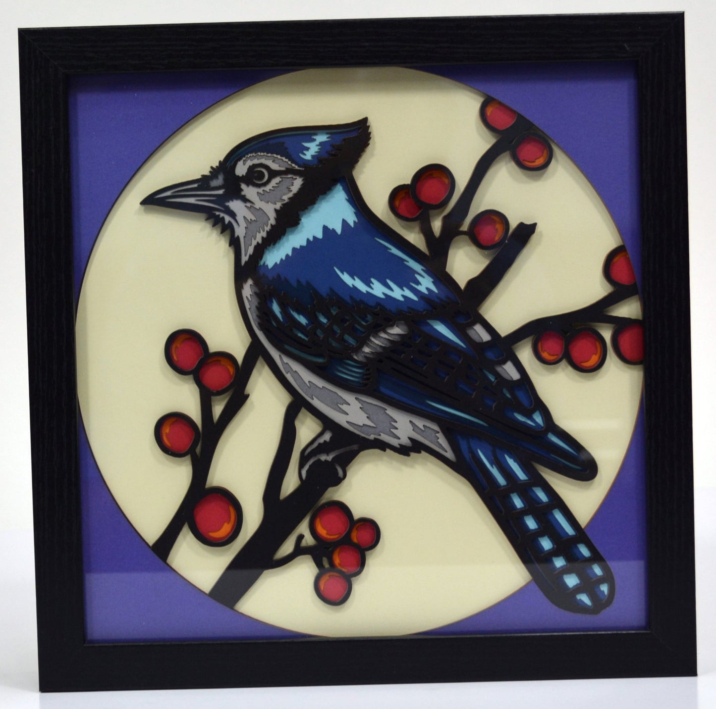 3D Paperstock Blue Jay Shadow Box Frame 9" x 9"