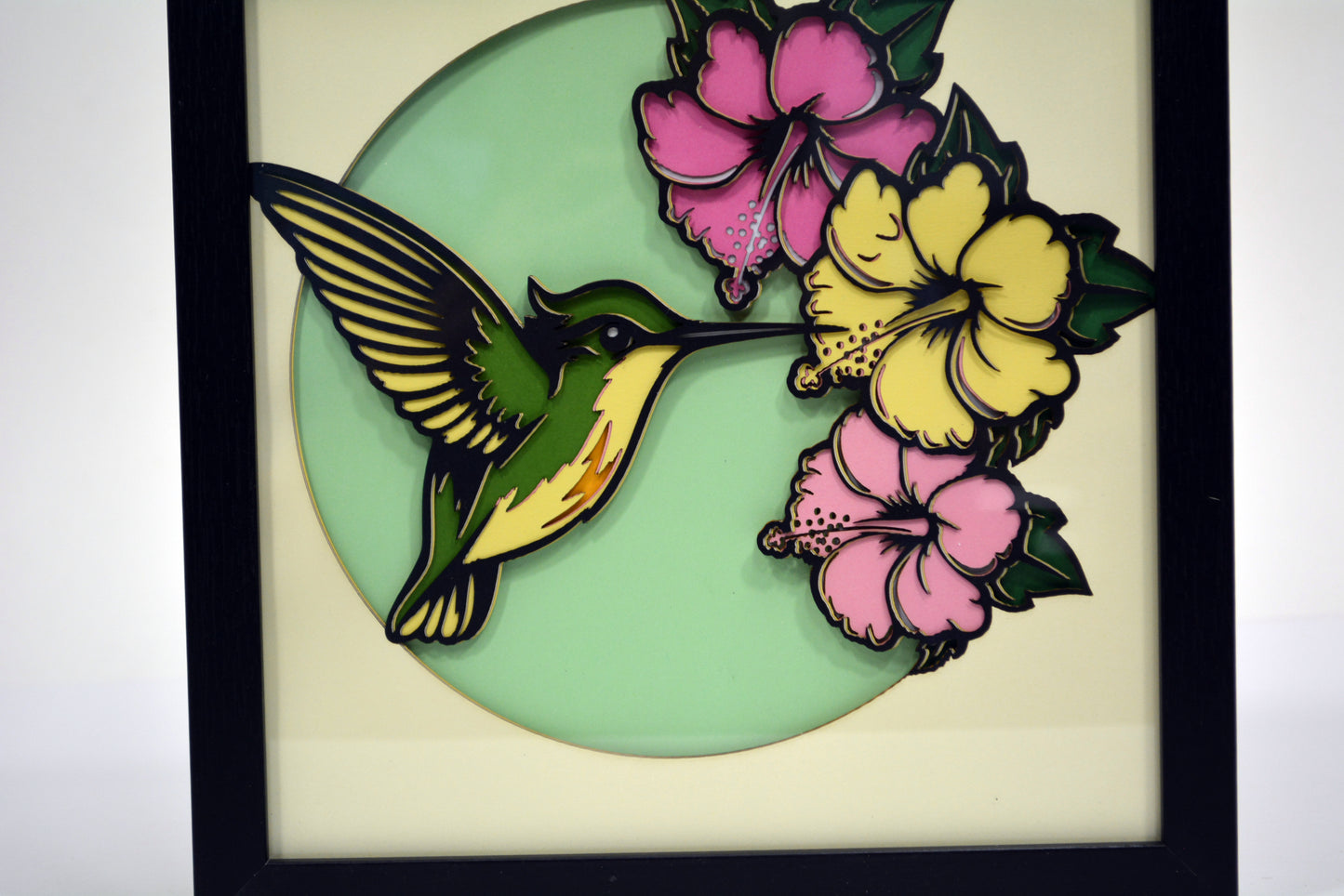 3D Paperstock Hummingbird Shadow Box Frame 9" x 9"