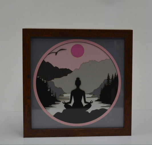 3D Cardstock Yoga Shadow Box Frame 9" x 9"