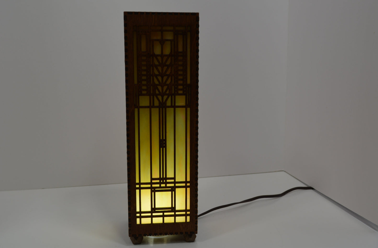 Golden Amber with Red Streaks Frank Llyod Wright design table lamp