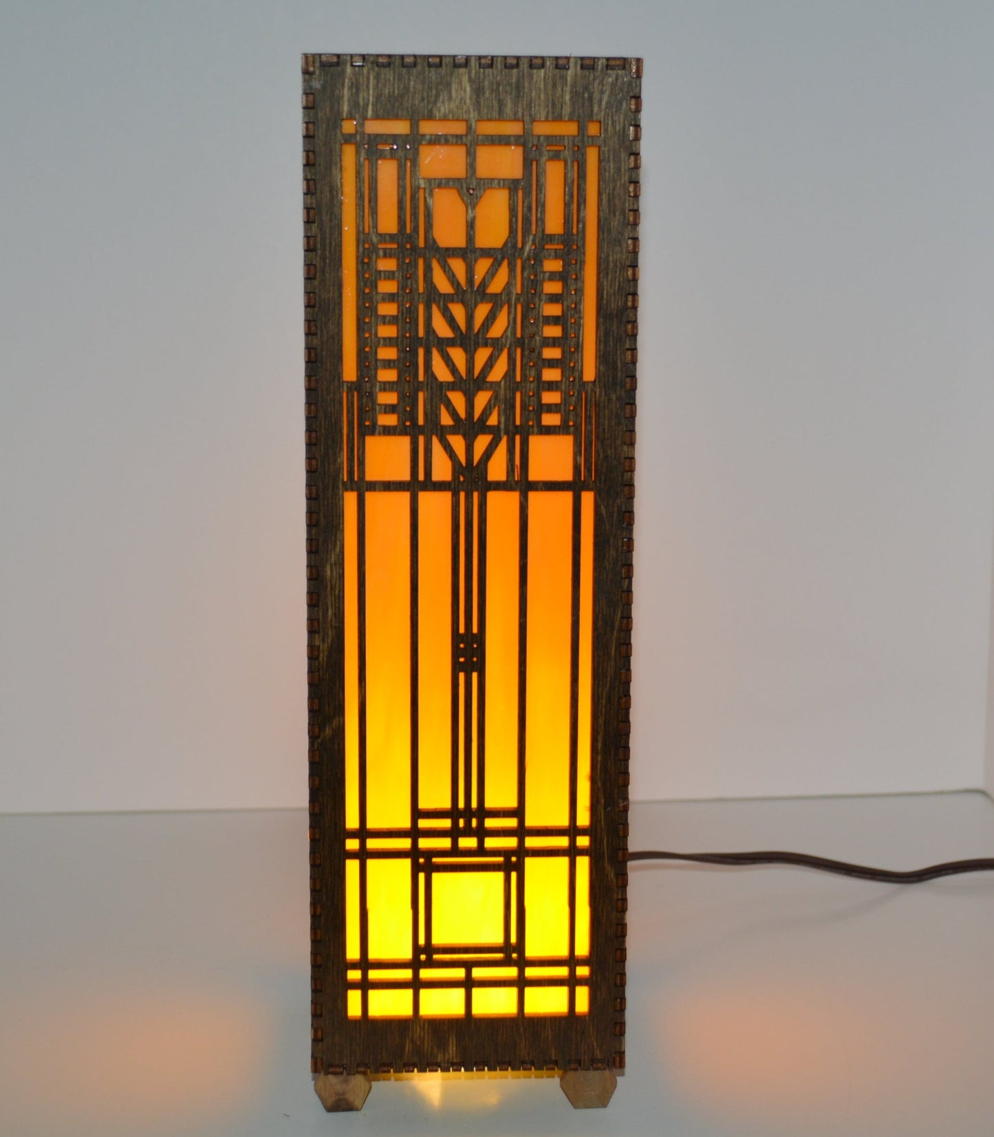 creamy orange Frank Llyod Wright design table lamp