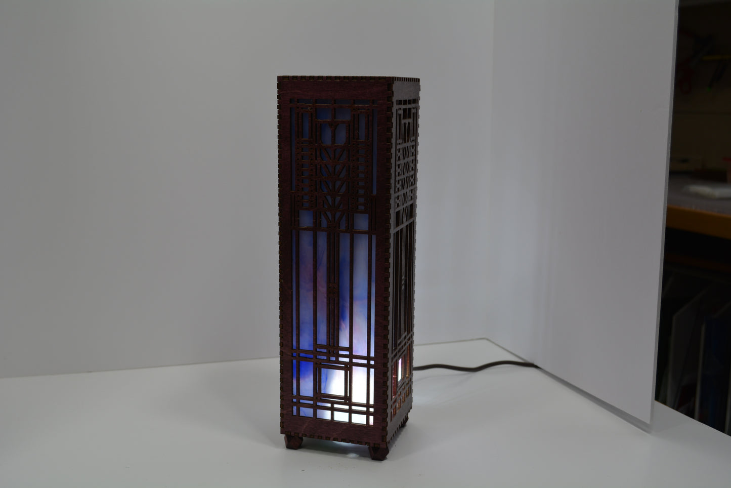 Blue and Purple hughs Frank Llyod Wright design table lamp