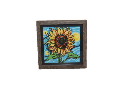 3D Vango Sunflower Design Paper Stock Shadow Box Frame 6" x 6"