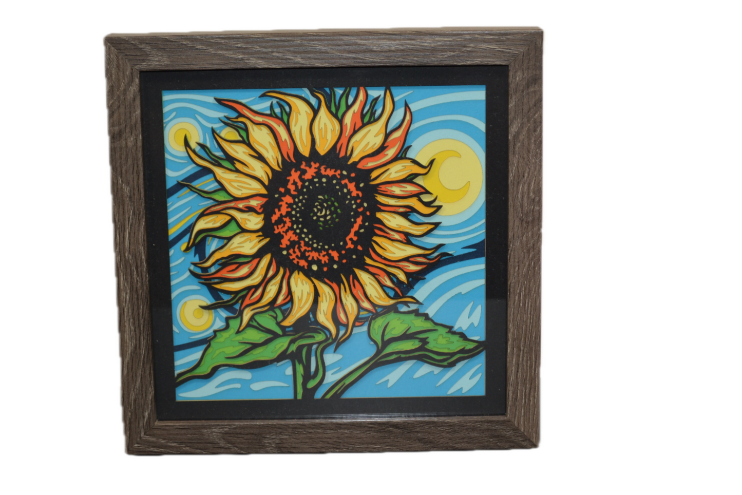 3D Vango Sunflower Design Paper Stock Shadow Box Frame 6" x 6"