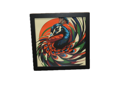 3D Peacock Shadow Box Frame 9" x 9"