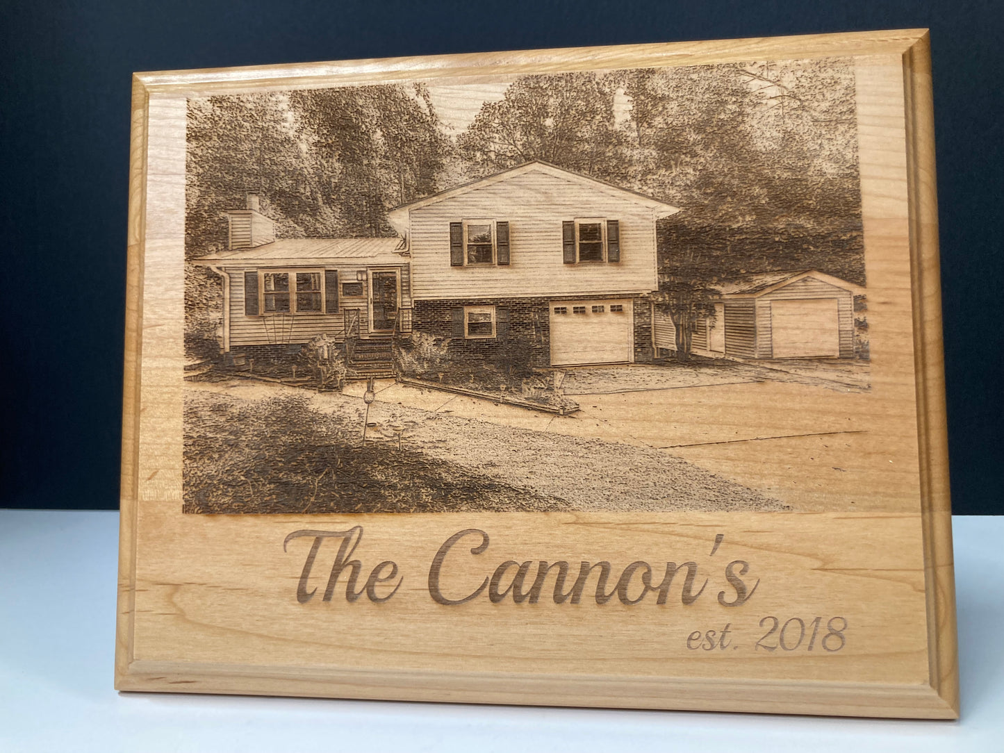 Red Alder Photo Engraved Picture of your Clients Home.